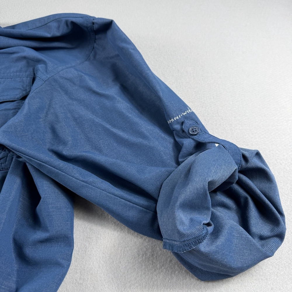 Columbia PFG Omni Wick Fishing Shirt Mens XXL Blue Long Sleeve Vented Nylon - Picture 9 of 12